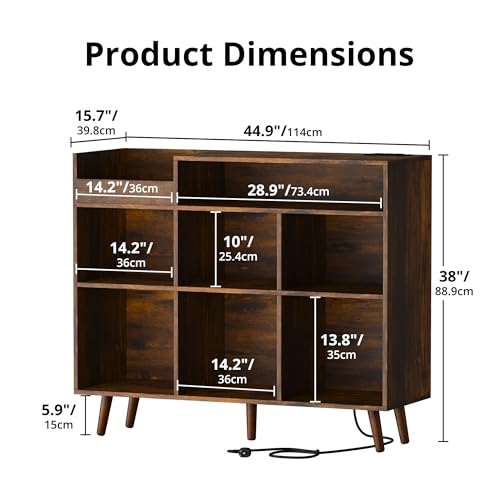 Large Record Player Stand with Vinyl Storage Cabinet