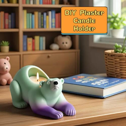 Animal Resin Molds Silicone 3D Cute Polar Bear Epoxy Resin Plaster Candle Holder Wax Molds for Candle Making