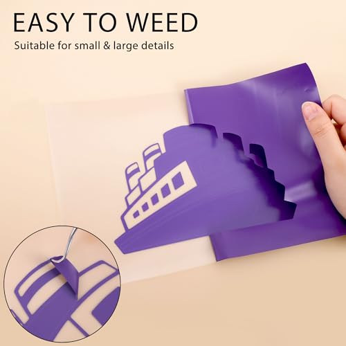 RENLITONG Purple Iron on Vinyl 12Inch by 50ft Roll Heat Transfer Vinyl for T