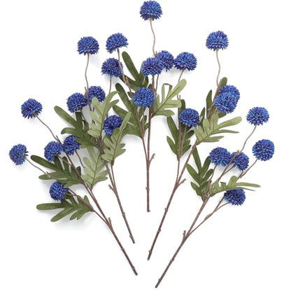 5pcs Royal Blue Faux Silk Mums Artificial Flowers (5 Count)