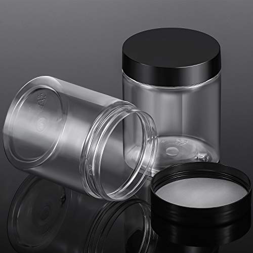 12 Pack 10 oz Plastic Container Jars with Lids Round Clear Travel Cosmetic Container Slime Jars for Toiletries (120 Count)