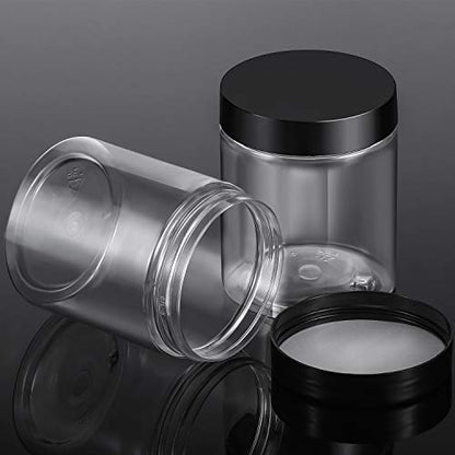 12 Pack 10 oz Plastic Container Jars with Lids Round Clear Travel Cosmetic Container Slime Jars for Toiletries (120 Count)