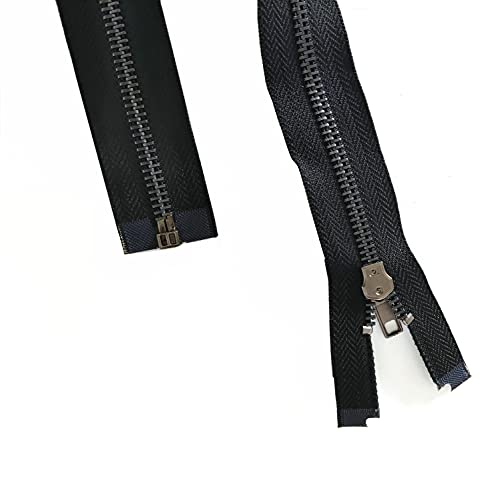 Zipper 5# 26 Inch Metal Zippers Black Nickel 66cm Separating Zipper for Sewing Jackets Bag Crafts Handmade Replacement Zipper for Repair Coat Bulk 2pcs (2 Count)