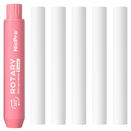 Rotary Retractable Eraser with 5 PCS Refills (6 Count)