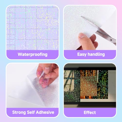 36 Sheets Holographic Laminate Sheets Clear Self Adhesive Sticker Paper (36 Count)