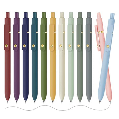 Gel Pens 12 Pack Gold Retro and Gold Morandi 0.5mm Black Ink Pens Fine Point Smooth Writing Pens for School Office Supplies (12 Count)