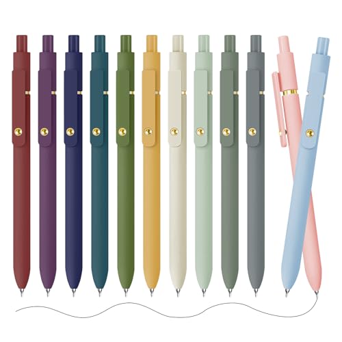 Gel Pens 12 Pack Gold Retro and Gold Morandi 0.5mm Black Ink Pens Fine Point Smooth Writing Pens for School Office Supplies (12 Count)