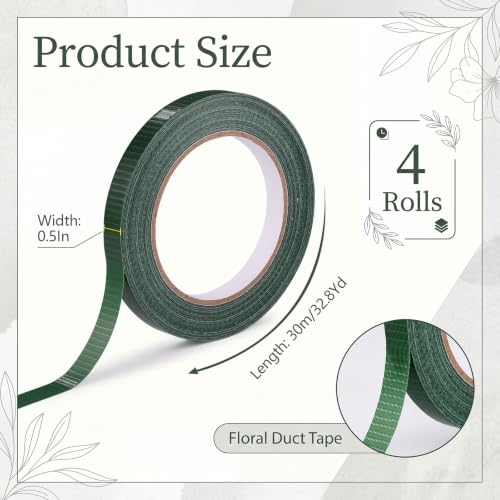 4 Roll Green Floral Tape Waterproof Florist Tape