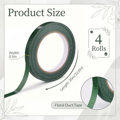 4 Roll Green Floral Tape Waterproof Florist Tape