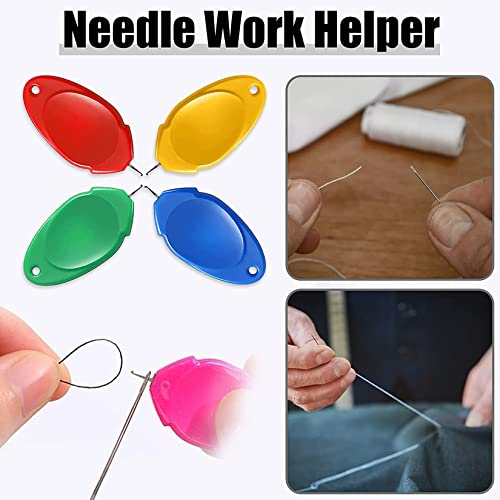 12PCS Needle Threader for Hand Sewing Plastic Wire Hook Simple Threader for Needles Small Eye Easy Needle Threaders Tool for Sewing Machine Crafting Color Random (12 Count)
