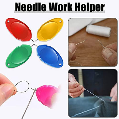 12PCS Needle Threader for Hand Sewing Plastic Wire Hook Simple Threader for Needles Small Eye Easy Needle Threaders Tool for Sewing Machine Crafting Color Random (12 Count)