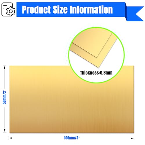 Brass Sheet 2" x 4" 0.8mm Thick
