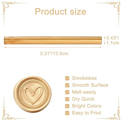 15Pcs Light Gold Glue Gun Sealing Wax Sticks for Wax Seal Stamp (15 Count)