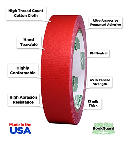 1 Inch Red Book Repair Cloth Tape 15 Yard Roll