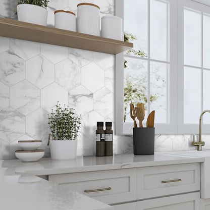 45 Sheet Hexagon Peel and Stick Backsplash (10 Sq Ft)
