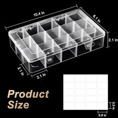 15 Grids Large Plastic Organizer Box with Adjustable Dividers