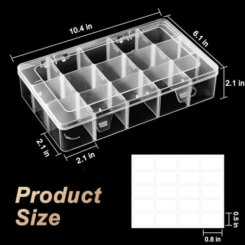 15 Grids Large Plastic Organizer Box with Adjustable Dividers