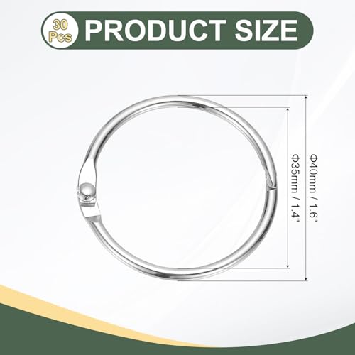 1.4" x 1.6" Loose Leaf Binder Rings (30 Count)