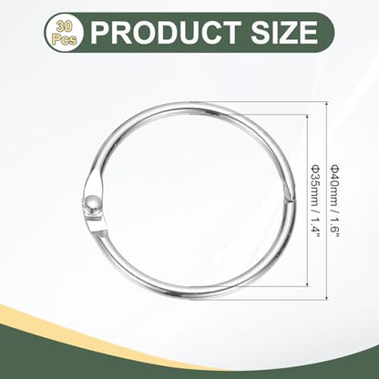 1.4" x 1.6" Loose Leaf Binder Rings (30 Count)