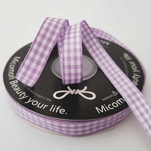 Purple Gingham Plaid Checked Ribbon 25 Yard Each Roll 100% Polyester (75 Foot)