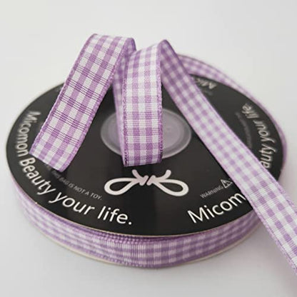 Purple Gingham Plaid Checked Ribbon 25 Yard Each Roll 100% Polyester (75 Foot)