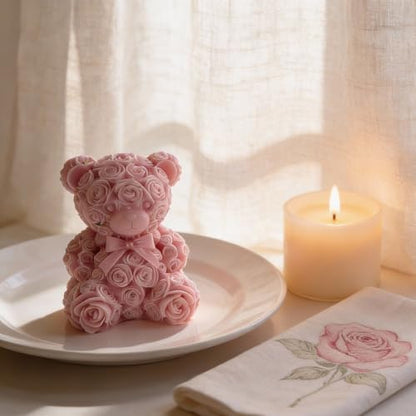 Large Rose Bear Candle Mold