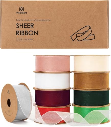 Organza Ribbon 1" x 90 Yd Sheer Gift Wrapping Ribbon (9 Count)