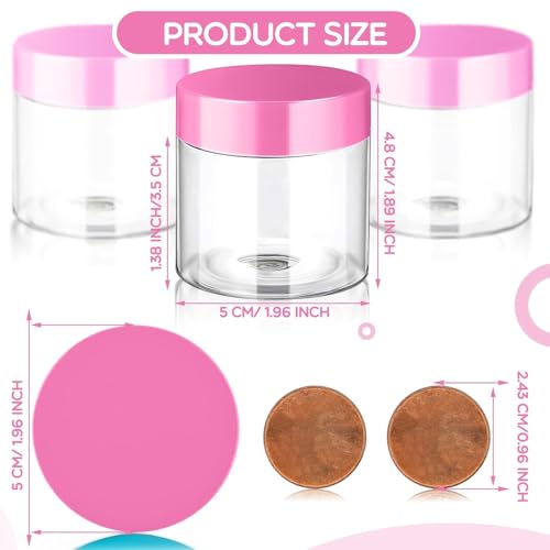 12 Pack 2 oz Plastic Container Jars with Lids Round Clear Travel Cosmetic Container Slime Jars for Toiletries (12 Count)