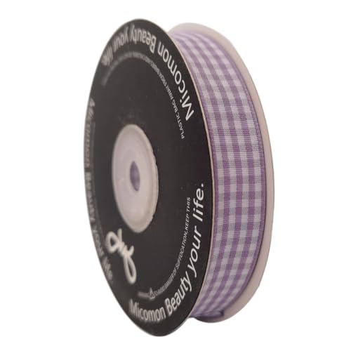 Purple Gingham Plaid Checked Ribbon 25 Yards Each Roll 100% Polyester (75 Foot)