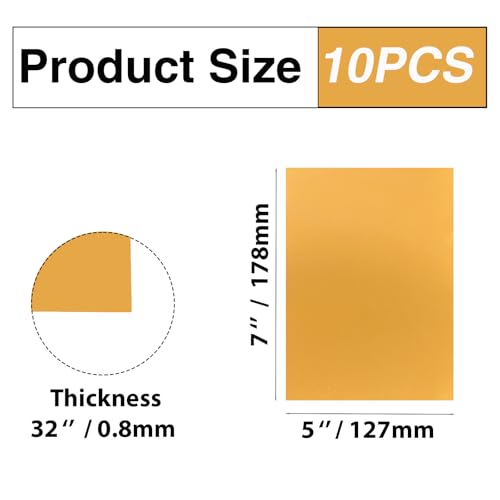10Pcs Golden Anodized Aluminum Sheet 5" x 7" x 1 (10 Count)