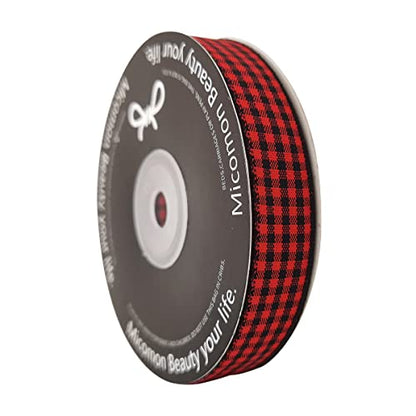 Red and Black Gingham Plaid Checked Ribbon 25 Yards Each Roll 100% Polyester