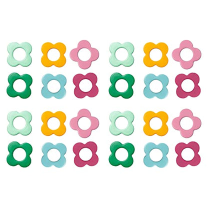 Multicolor Flower Shape Metal Stitch Markers Ring Mini Crochet Markers Knitting Markers for Weaving (24 Count)