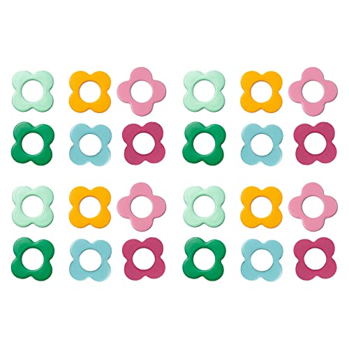 Multicolor Flower Shape Metal Stitch Markers Ring Mini Crochet Markers Knitting Markers for Weaving (24 Count)