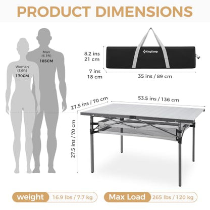 Oversized 53.5" Camping Table with Storage