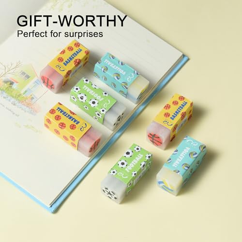 18Pcs Cute Sports Ball Erasers for Kids Bulk (18 Count)