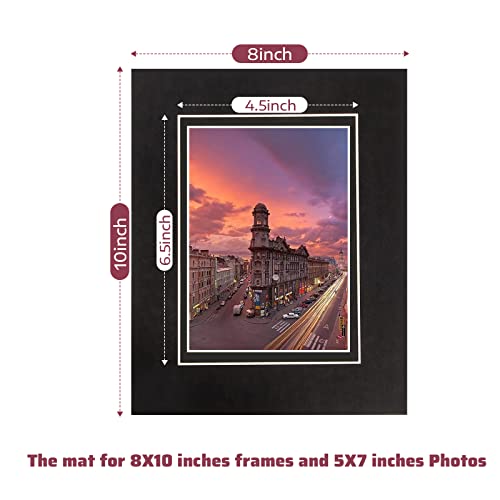 10 Pack Acid Free Black Picture Frame Mats