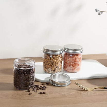 8 oz Plastic Mason Jars and Clear Plastic Jars with Lids 8 oz (8 Count)
