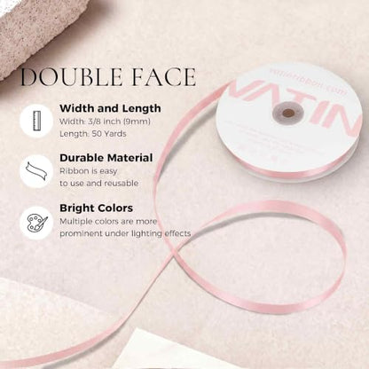 3 8 inches Double Faced Light Pink (150 Foot)