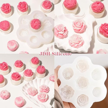 7 Cavity Flower Silicone Molds Valentine's Day Candle Mold Candle Fondant