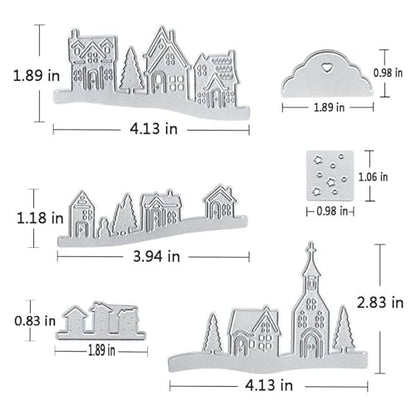 Village House Castle Metal Cutting Dies Stencil Template Molds