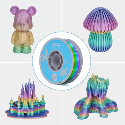 TECSONAR Silk Rainbow PLA 3D Printer Filament (35.274 Ounce)
