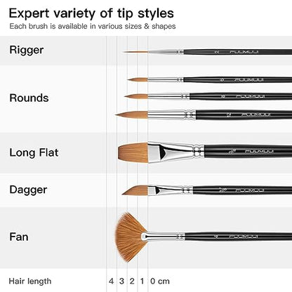 Sable Watercolor Brushes Professional Kolinsky Sable Brushes 7pcs (7 Count)