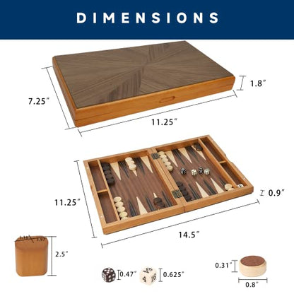 GSE Premium Wooden Magnetic Inlay Backgammon Board Set