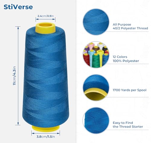 12 Pack Serger Thread Cones (64800 Foot)