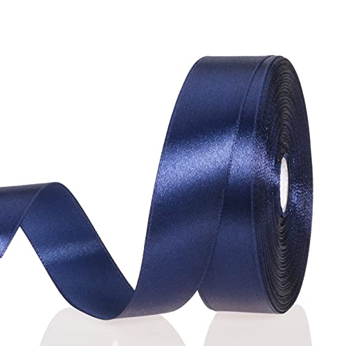 1 Inch Navy Solid Satin Ribbon for Gift Wrapping (150 Foot)