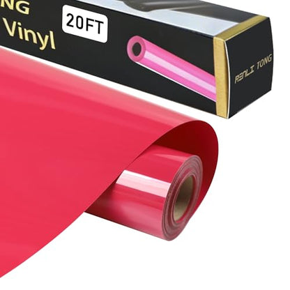 RENLITONG Rose Red Iron on Vinyl 12Inch by 20ft Roll Heat Transfer Vinyl for T