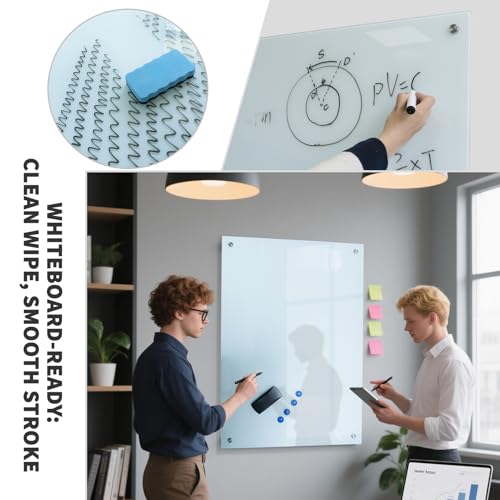 Glass Whiteboard 36"X24" Magnetic Dry Erase Board Frameless Wall Mounted White Board WritingBoard for Office School Home Accessory Tray