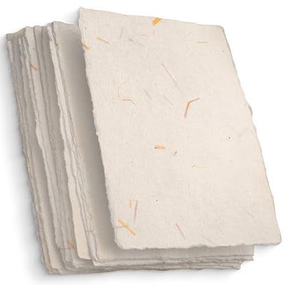 Cream A5 Handmade Deckled Edge Cotton Paper (265 sq inch)