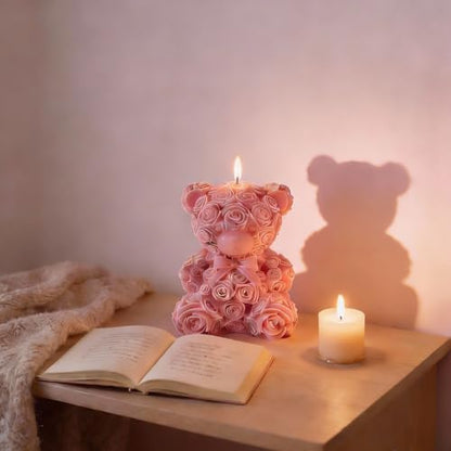 Large Rose Bear Candle Mold