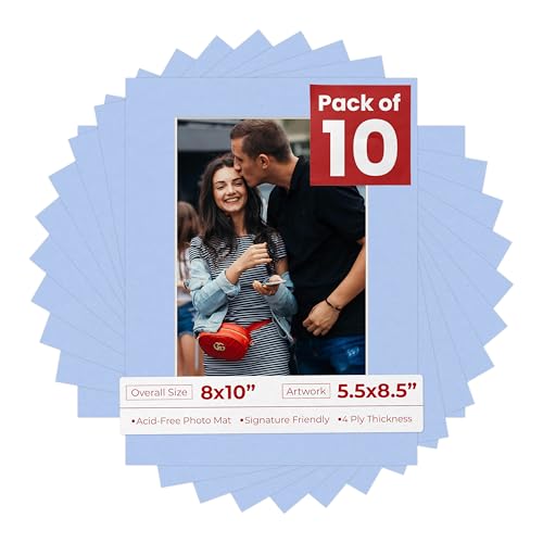Pack of TEN 8x10 Mats Bevel Cut for 5.5x8.5 Photos (10 Count)